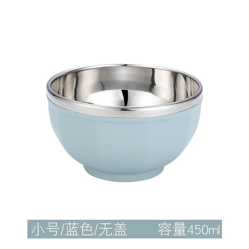 304不锈钢饭碗汤碗家用带盖双层隔热防烫防摔宝宝儿童成人吃饭碗