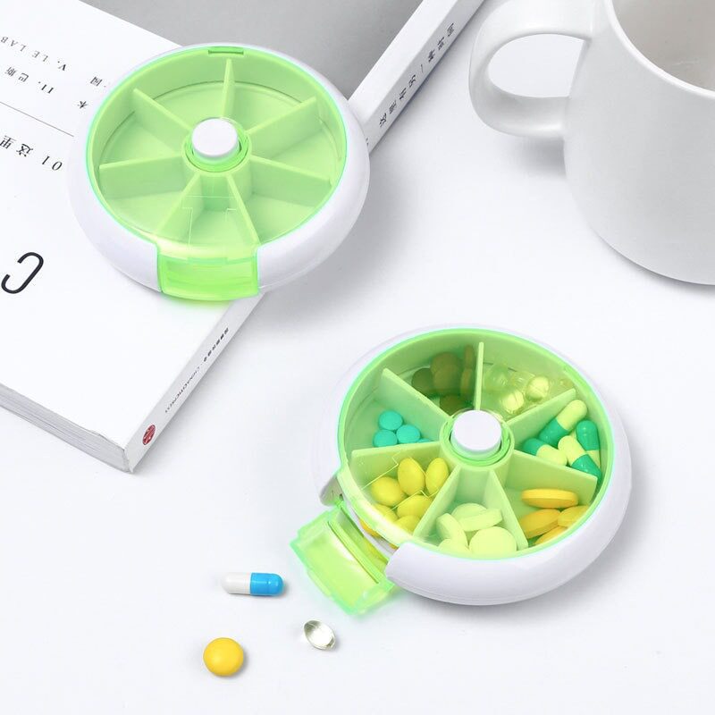 柠檬小药盒一周药品分装器旋转便携旅行可爱糖果收纳盒迷你药丸盒