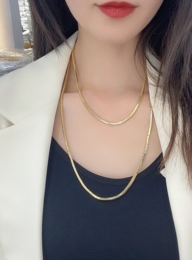 电镀多层金色蛇骨链朋克毛衣链