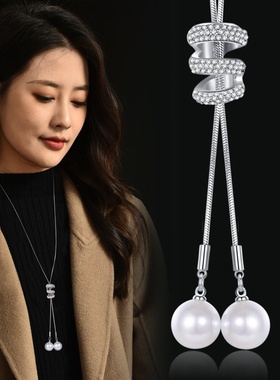 韩版日韩风珍珠流苏三层满钻项链