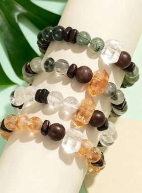 天然绿幽灵黄水晶手串