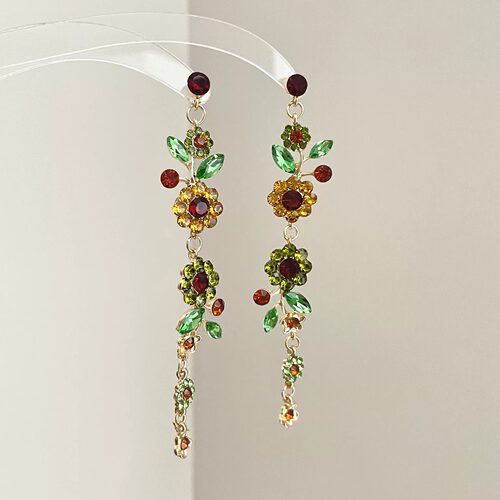 Vintage古着 Colorful glazed flowers耳饰