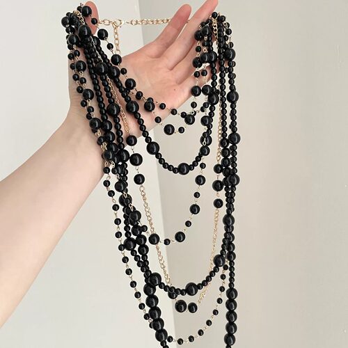 Vintage古着 Black Pearl Waterfall项链