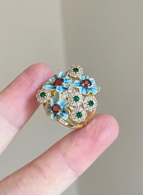 Vintage古着 Dripping oil flower戒指