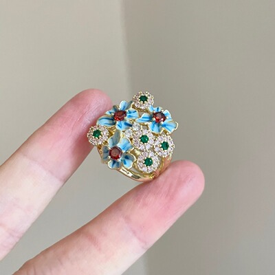 Vintage古着 Dripping oil flower戒指