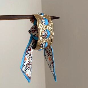 Vintage古着 silk scarf bracelet手镯 Cloth