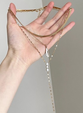 Vintage古着 Bohemian water drop snake bone项链