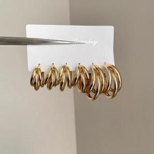 geometric layer circle耳饰 Multi Vintage古着