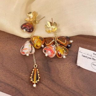 flower bow耳饰 Asymmetrical Vintage古着