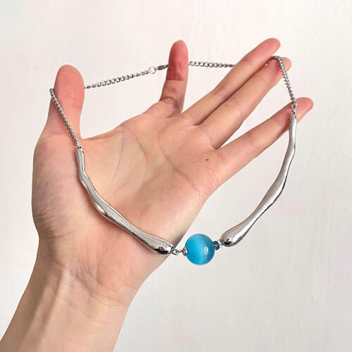 Vintage古着 Steel rim agate项链