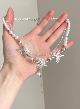 Vintage古着 White Moonlight Butterfly项链