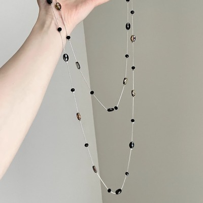 Vintage古着 Black pearls shine brightly项链