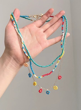 Vintage古着 Bohemian handmade flower beads项链