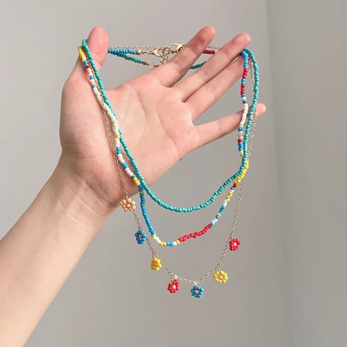 Vintage古着 Bohemian handmade flower beads项链