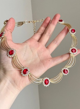 Vintage古着 Court wind ripples gems项链