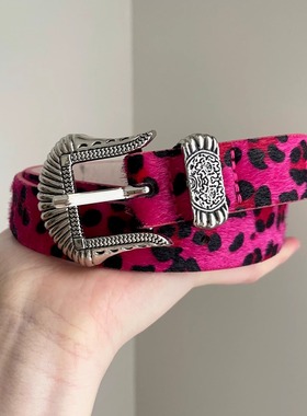 Vintage古着 Millennium carved leopard print腰带