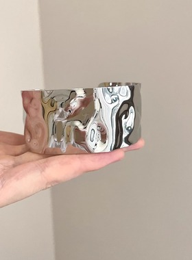 Vintage古着 Cold style simple metal plaid手镯