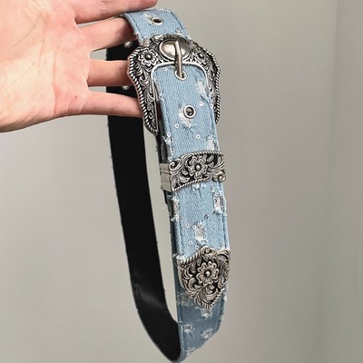 Vintage古着 Carved denim belt腰带