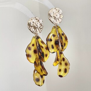 Vintage古着 Leopard-print spotted flower耳饰