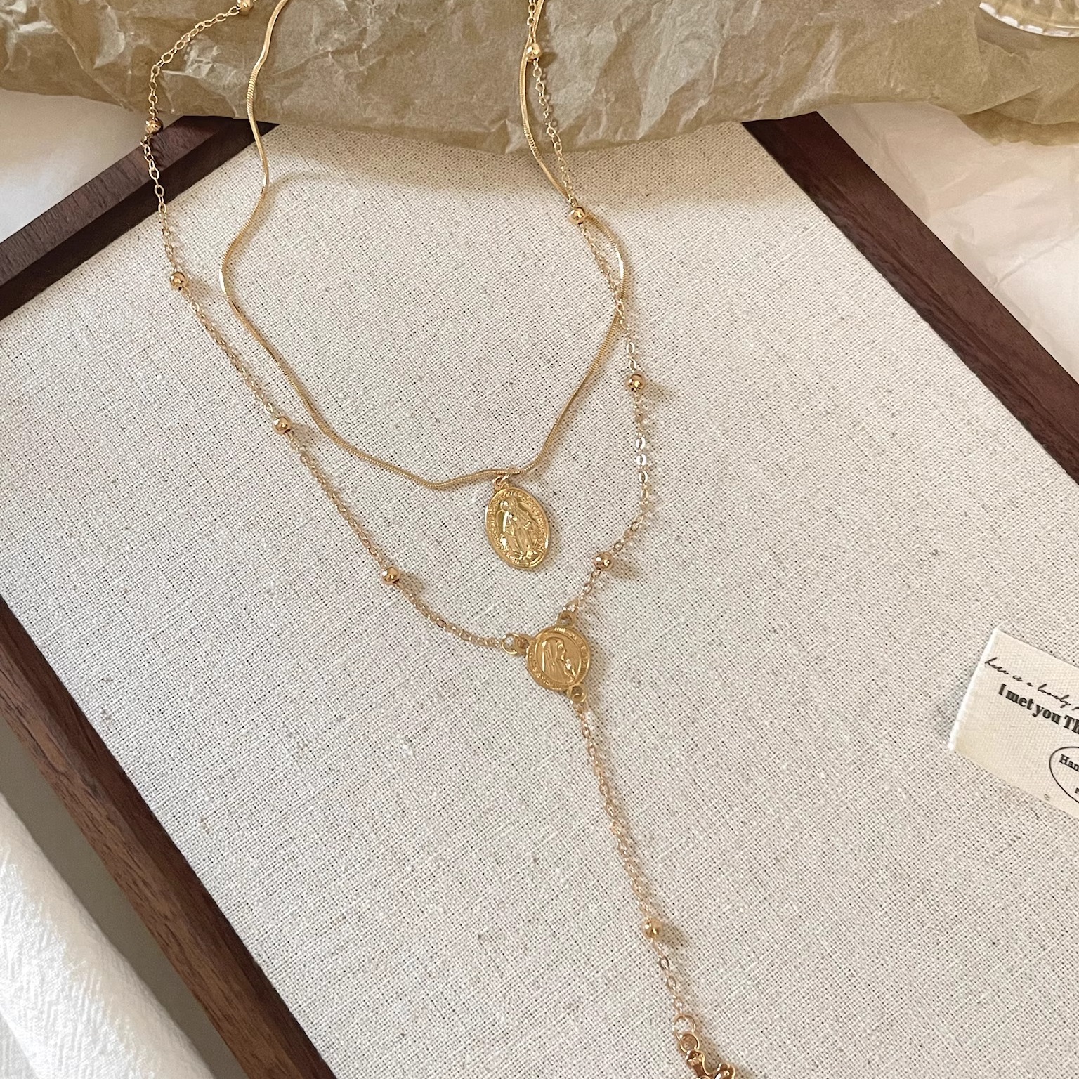 Vintage古着 Round figure cross tassels项链