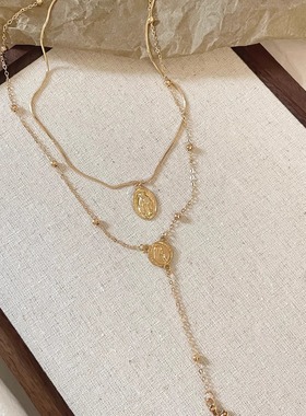 Vintage古着 Round figure cross tassels项链