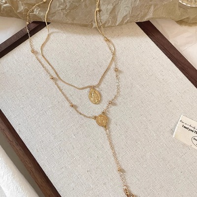 Vintage古着 Round figure cross tassels项链