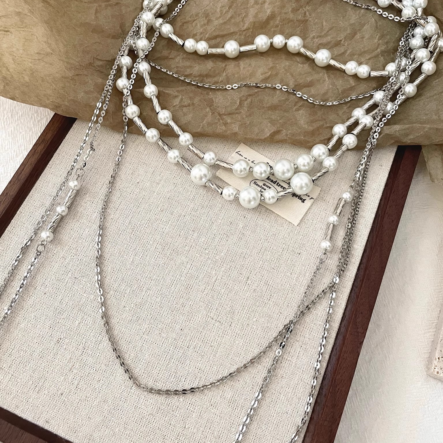 Vintage古着 Pearl silver tassel项链