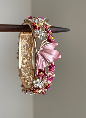 Vintage古着 Painted butterfly love flower手镯