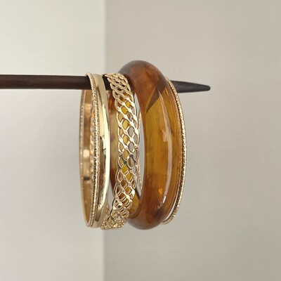 Vintage古着 Gold heavy waves手镯