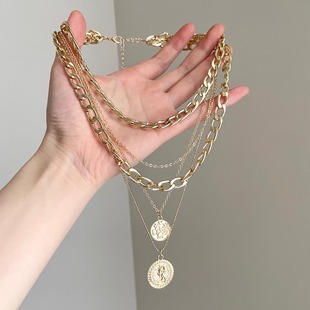 coin style portrait项链 Metal Vintage古着
