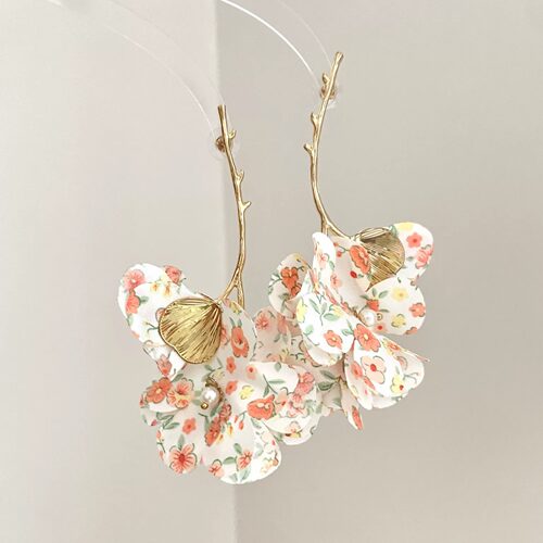 Vintage古着 Fabric Bloom Twig耳饰