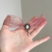 white Vintage古着 Lace pearl项圈