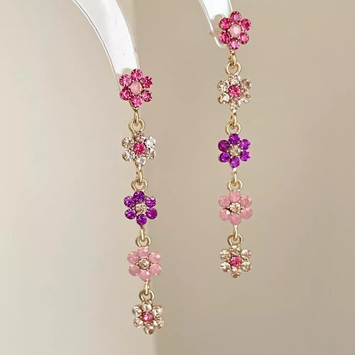 Vintage古着 Colorful flowers耳饰