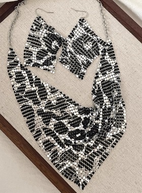 Vintage古着 Snake pattern triangle scarf套装