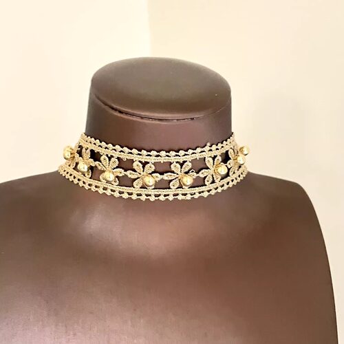 Vintage古着 Golden silk flower world项链