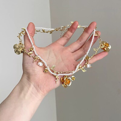 Vintage古着 Rose gold-plated trace项链
