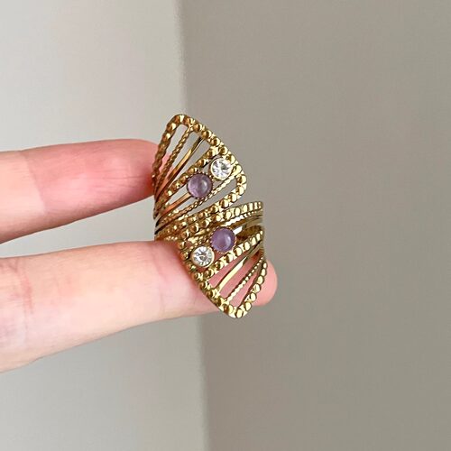 Vintage古着 Amethyst natural stone geometry戒指