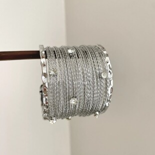 Vintage古着 Striped zircon手镯