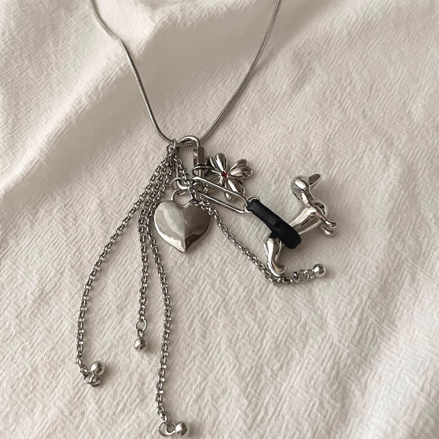 Vintage古着 Love cross dachshund dog项链