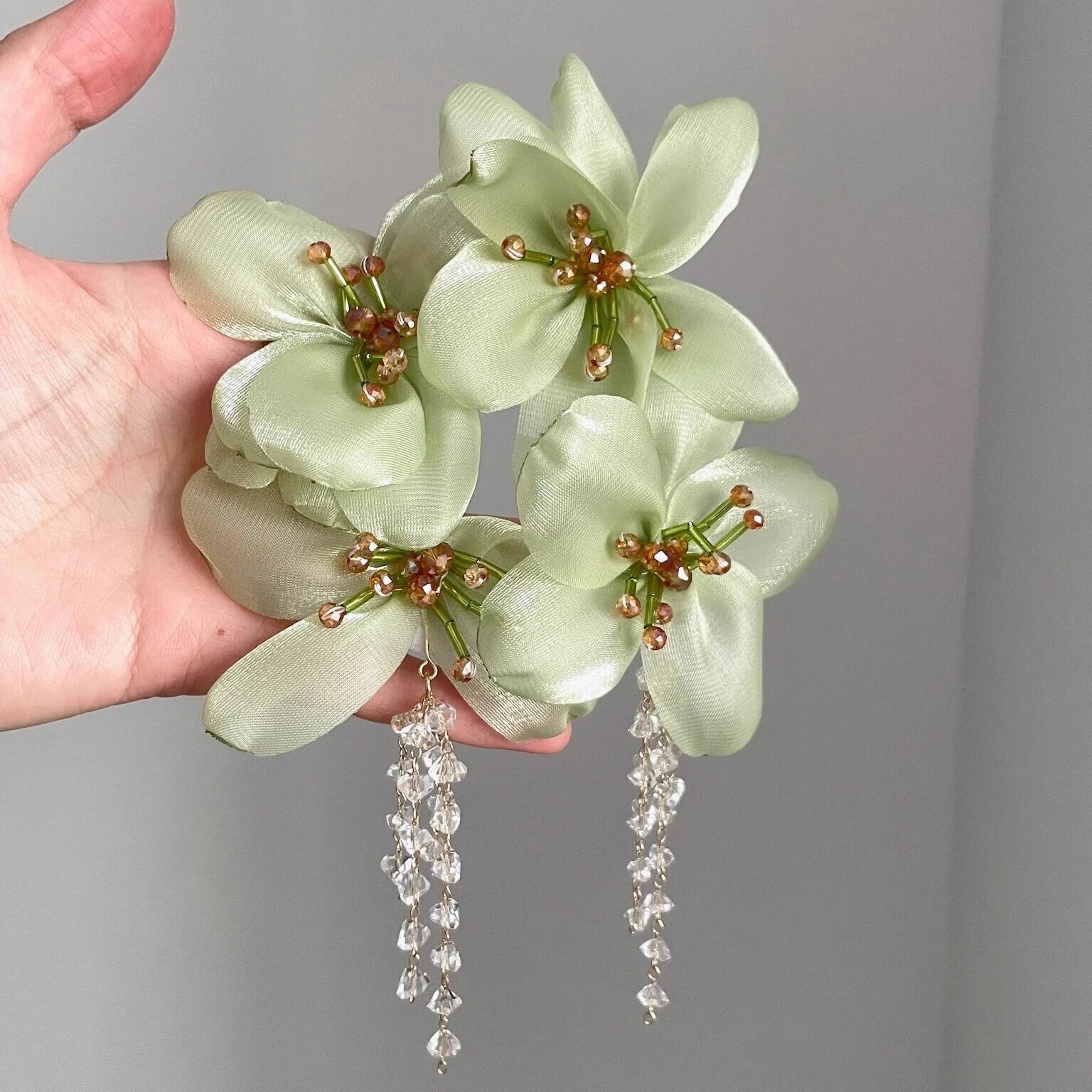 Vintage古着 Green Elf Flower耳饰