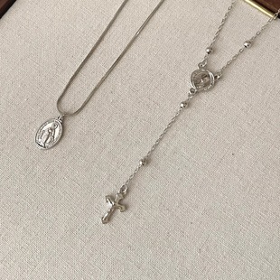 cross figure tassels项链 Round Vintage古着