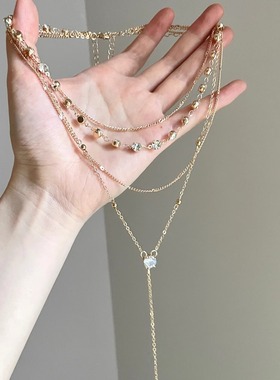 Vintage古着 Star zircon tassel项链