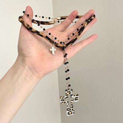 Vintage古着 Leopard Cross Proverbs项链