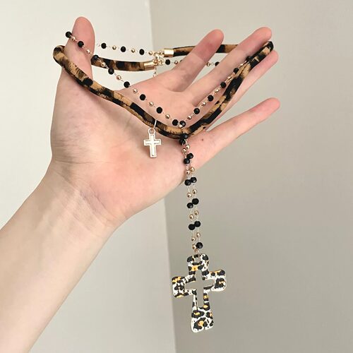 Vintage古着 Leopard Cross Proverbs项链