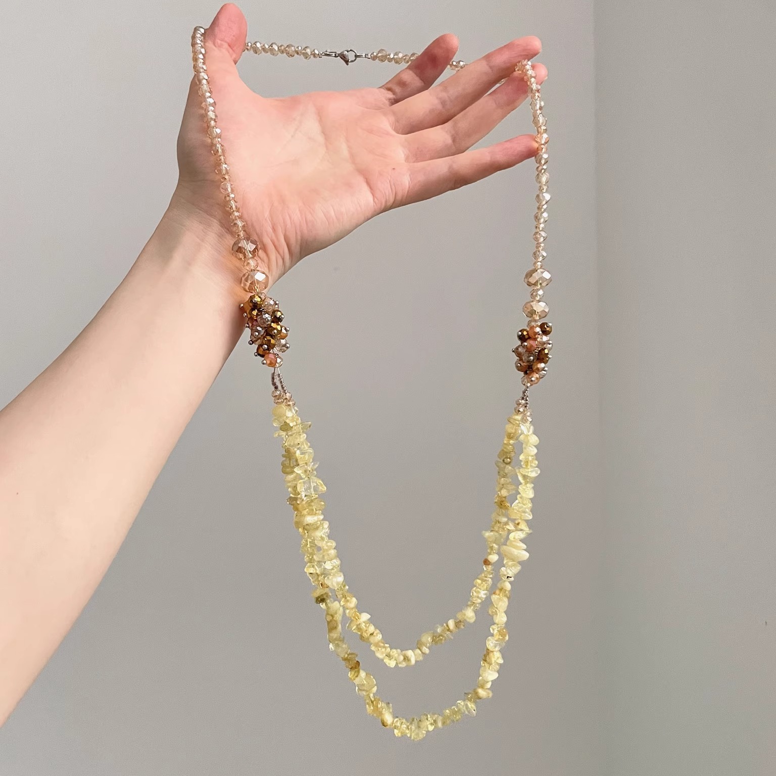 Vintage古着 Bohemian natural crystal raw stone项链