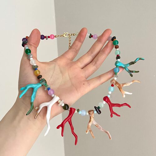 Vintage古着 Colorful coral antlers项链