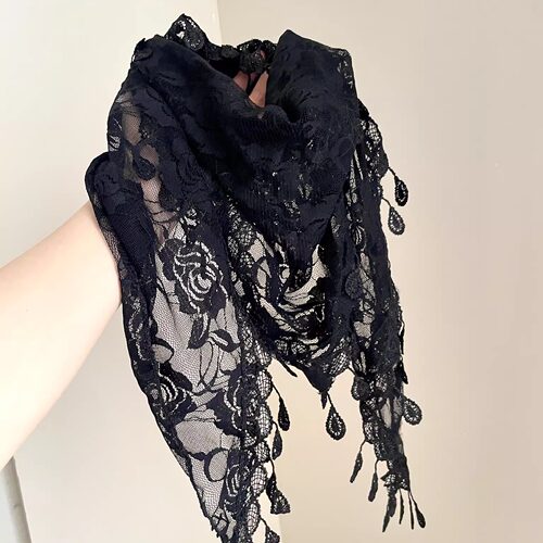 Vintage古着 Lace triangle scarf丝巾