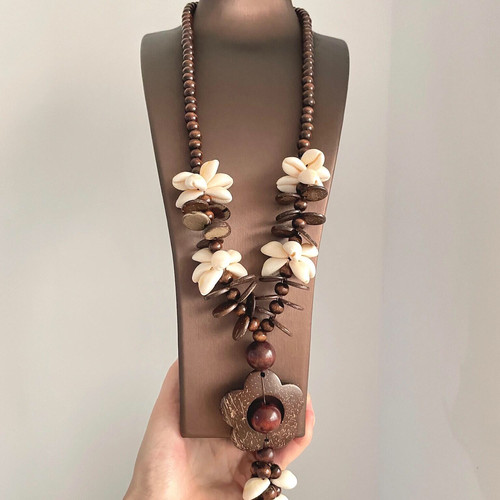 Vintage古着 Coconut shell wood beads项链