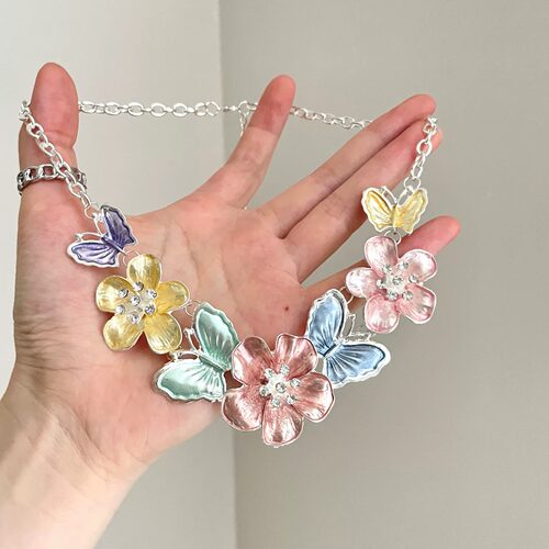 Vintage古着 Colorful flowers项链