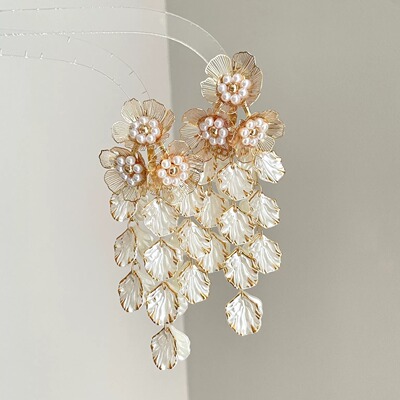 Vintage古着 Shallow Golden Flower Waterfall耳饰